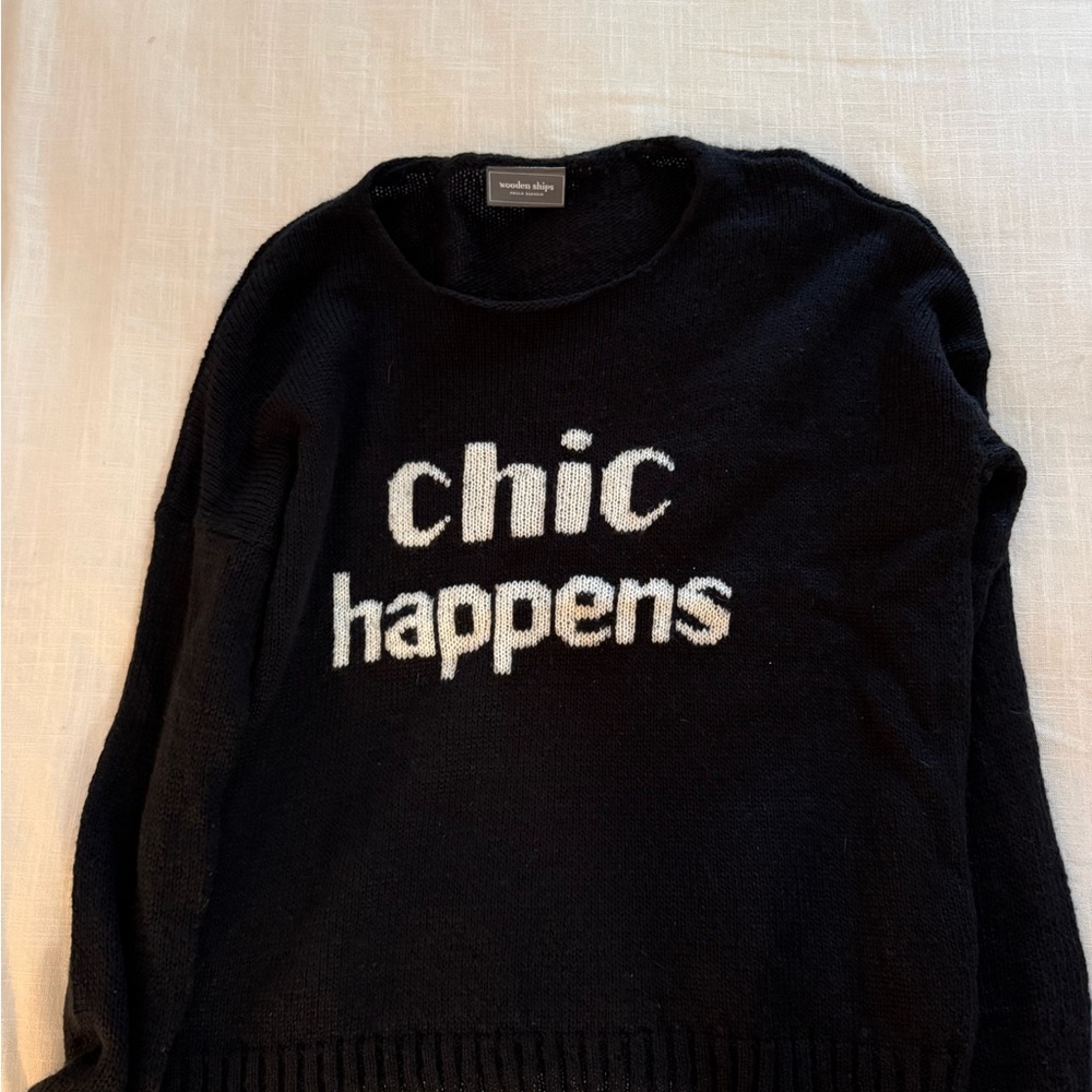 Wooden Ships Black and White 'Chic Happens' Sweater